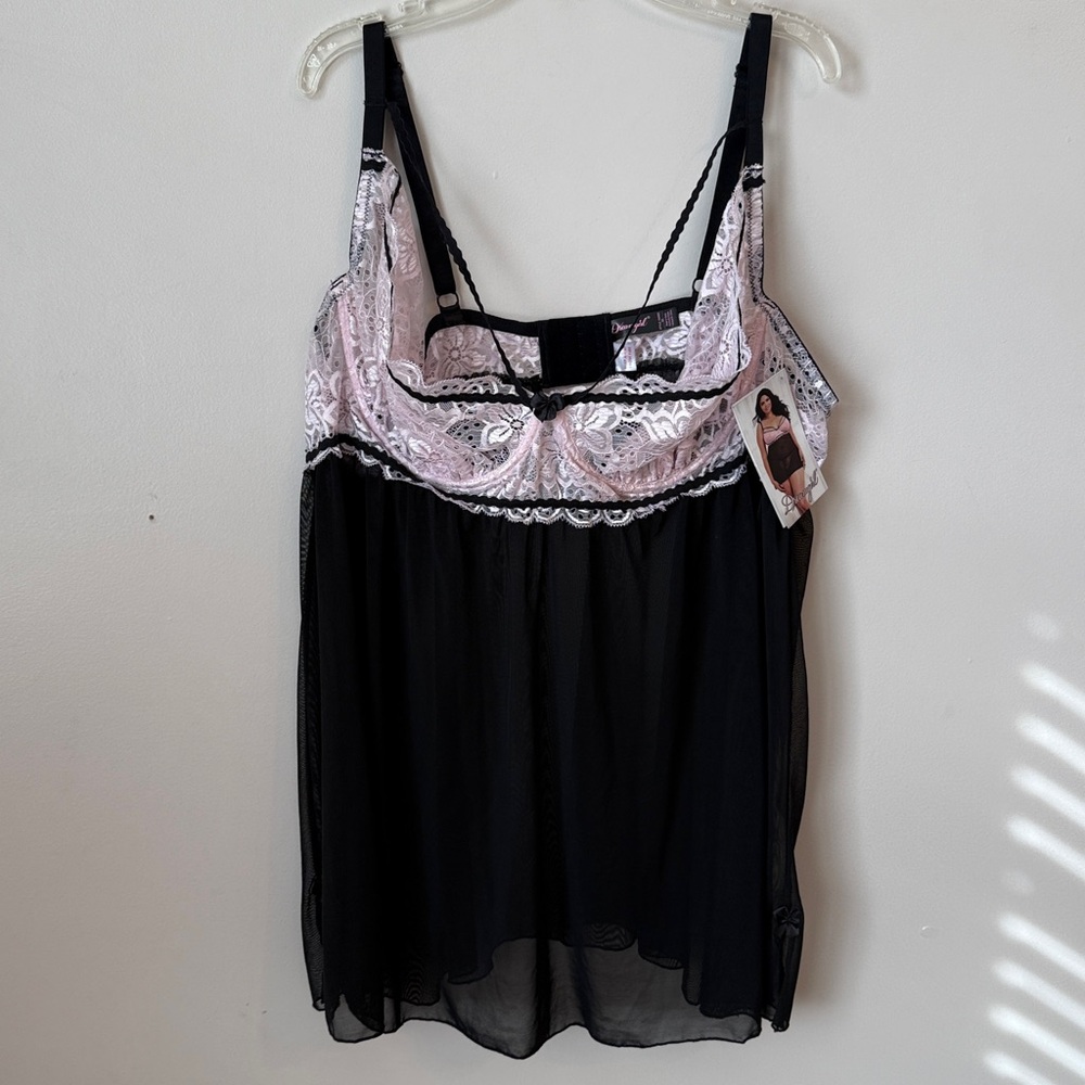 NWT Dreamgirl Sheer Sexy Babydoll Lingerie Underwire Adjustable Straps Size 3X - Picture 10 of 11